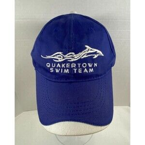 Quakertown Swim Team Hat Royal Blue White Dolphin Embroidered Cap PA Hit Wear OS